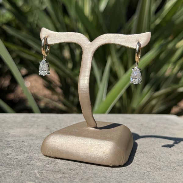 14K Yellow & White Gold Dangle Earrings with Pear Lab Diamonds 2.16 CTW Image 2 Franzetti Jewelers Austin, TX