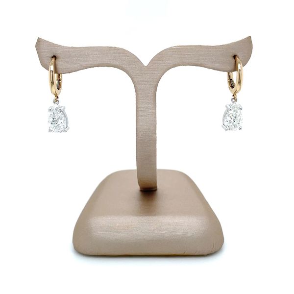 14K Yellow & White Gold Dangle Earrings with Pear Lab Diamonds 2.16 CTW Image 4 Franzetti Jewelers Austin, TX