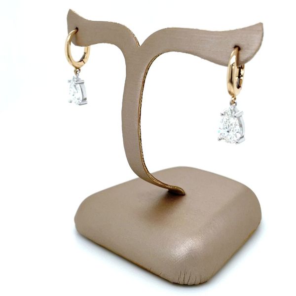 14K Yellow & White Gold Dangle Earrings with Pear Lab Diamonds 2.16 CTW Image 5 Franzetti Jewelers Austin, TX