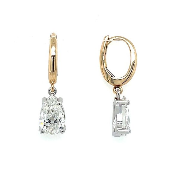 14K Yellow & White Gold Dangle Earrings with Pear Lab Diamonds 2.16 CTW Franzetti Jewelers Austin, TX