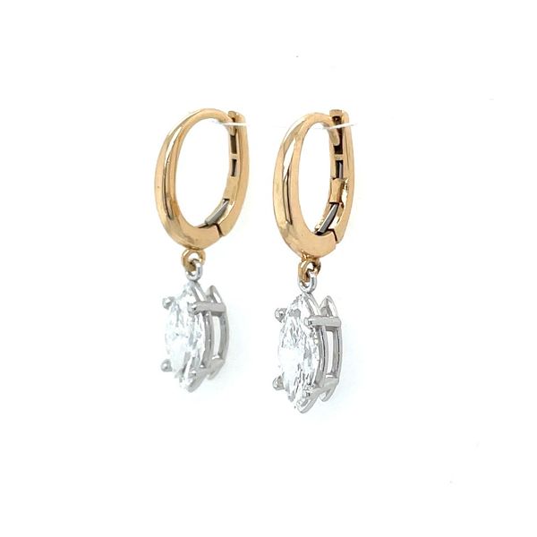 14K Yellow & White Gold Dangle Earrings with Marquise Lab Diamonds 1.40 CTW Image 3 Franzetti Jewelers Austin, TX