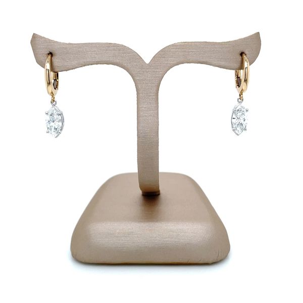 14K Yellow & White Gold Dangle Earrings with Marquise Lab Diamonds 1.40 CTW Image 4 Franzetti Jewelers Austin, TX
