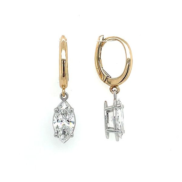 14K Yellow & White Gold Dangle Earrings with Marquise Lab Diamonds 1.40 CTW Franzetti Jewelers Austin, TX