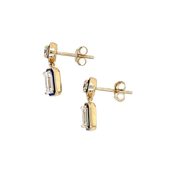 14KY Enamelled Dangle Earrings with Emerald Cut & Round Lab Diamonds Image 4 Franzetti Jewelers Austin, TX