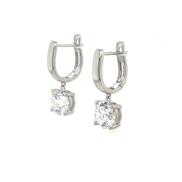 14K White Gold Dangle Earrings with Round Lab Diamonds 2.04 CTW Image 4 Franzetti Jewelers Austin, TX
