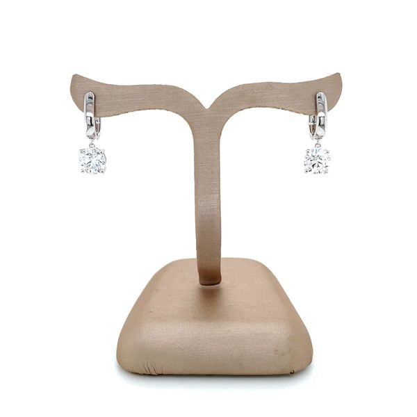 14K White Gold Dangle Earrings with Round Lab Diamonds 2.04 CTW Image 5 Franzetti Jewelers Austin, TX