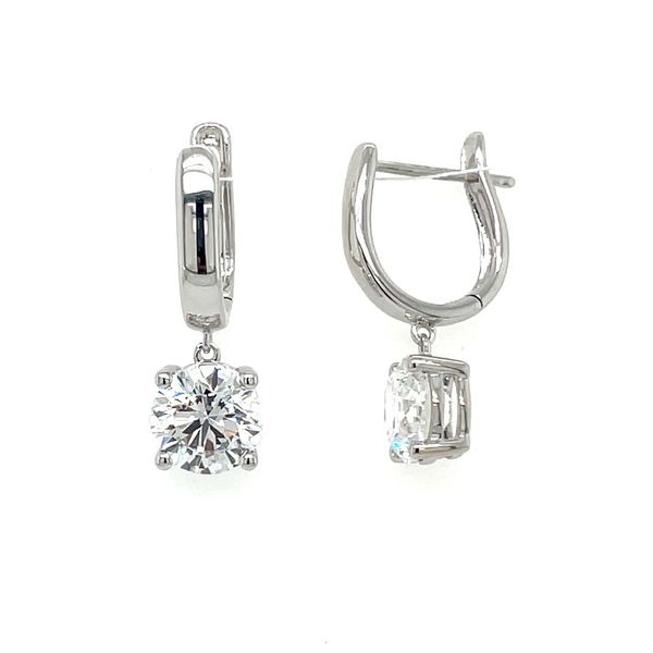 14K White Gold Dangle Earrings with Round Lab Diamonds 2.04 CTW Franzetti Jewelers Austin, TX