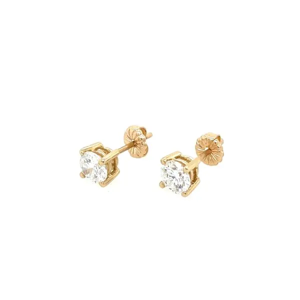 14KY Gold 1.13 CTW D VS1-VS2 Lab Grown Diamond 4 Prong Studs Image 4 Franzetti Jewelers Austin, TX