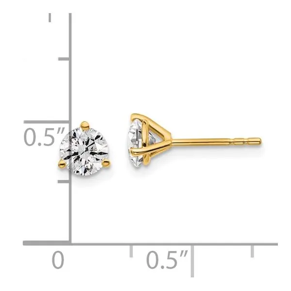 14KY Gold 1 CTW D-E-F VS1-VS2 Lab Grown Diamond 3 Prong Studs Image 5 Franzetti Jewelers Austin, TX