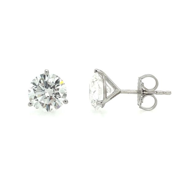 14KW Gold 4.00 CTW E VS1 Lab Grown Diamond 3 Prong Studs Franzetti Jewelers Austin, TX