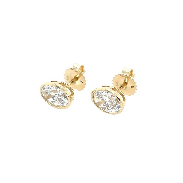14KY Gold 2.05 CTW E VVS2 Oval Lab Grown Diamond Bezel Studs Image 4 Franzetti Jewelers Austin, TX