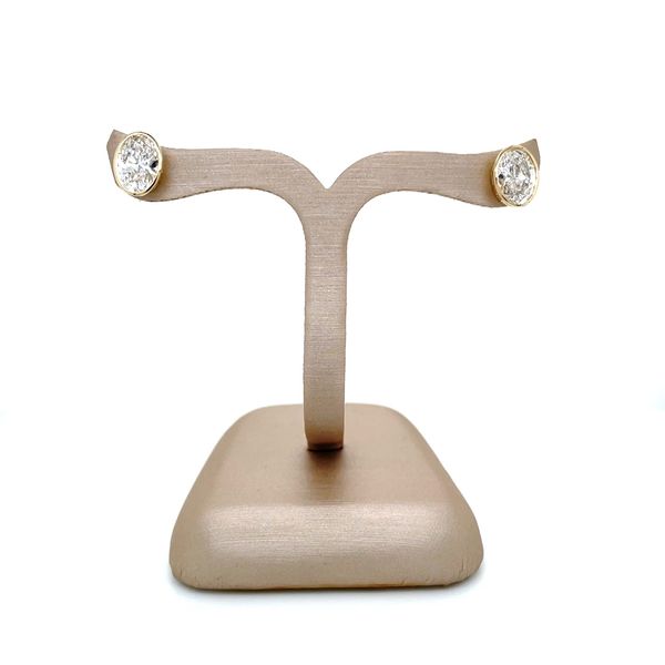 14KY Gold 2.05 CTW E VVS2 Oval Lab Grown Diamond Bezel Studs Image 5 Franzetti Jewelers Austin, TX
