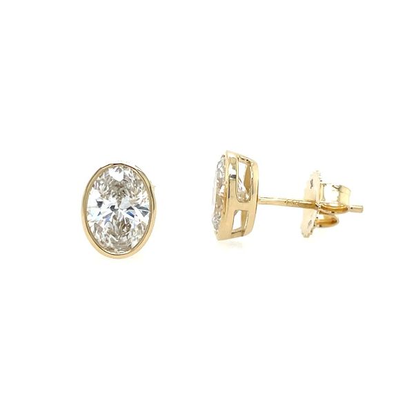 14KY Gold 2.05 CTW E VVS2 Oval Lab Grown Diamond Bezel Studs Franzetti Jewelers Austin, TX