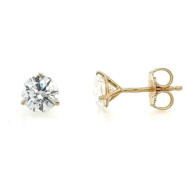 14KY Gold 2.04 CTW E VVS2 Lab Grown Diamond 3 Prong Studs Franzetti Jewelers Austin, TX