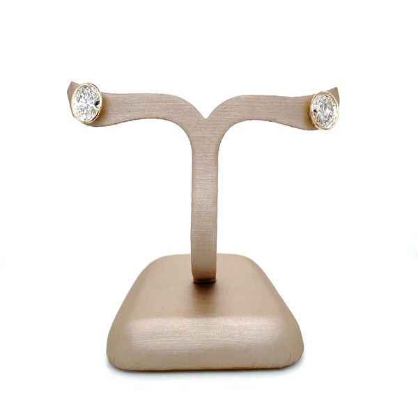 14KY Gold 2.02 CTW F VS1 Oval Lab Grown Diamond Bezel Studs Image 5 Franzetti Jewelers Austin, TX