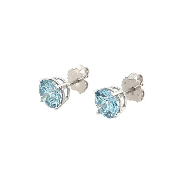 UNIQUE! 14KW Gold 2.64 CTW Fancy Blue Lab Grown Diamond 4 Prong Studs Image 4 Franzetti Jewelers Austin, TX