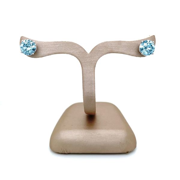 UNIQUE! 14KW Gold 2.64 CTW Fancy Blue Lab Grown Diamond 4 Prong Studs Image 5 Franzetti Jewelers Austin, TX