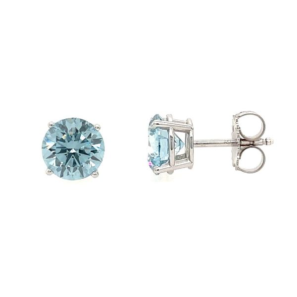 UNIQUE! 14KW Gold 2.64 CTW Fancy Blue Lab Grown Diamond 4 Prong Studs Franzetti Jewelers Austin, TX