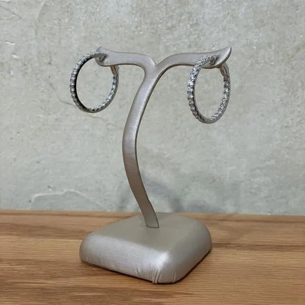 14KW Gold 26.5 mm Inside-Outside Lab Diamond Hoop Earrings 2 CTW Image 2 Franzetti Jewelers Austin, TX