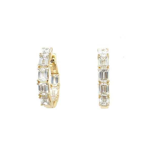14KY Gold 20 mm Inside-Outside Emerald Cut Lab Diamond Hoop Earrings 3.2 CTW Image 3 Franzetti Jewelers Austin, TX