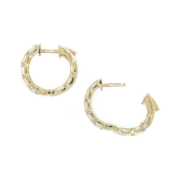 14KY Gold 20 mm Inside-Outside Emerald Cut Lab Diamond Hoop Earrings 3.2 CTW Image 4 Franzetti Jewelers Austin, TX