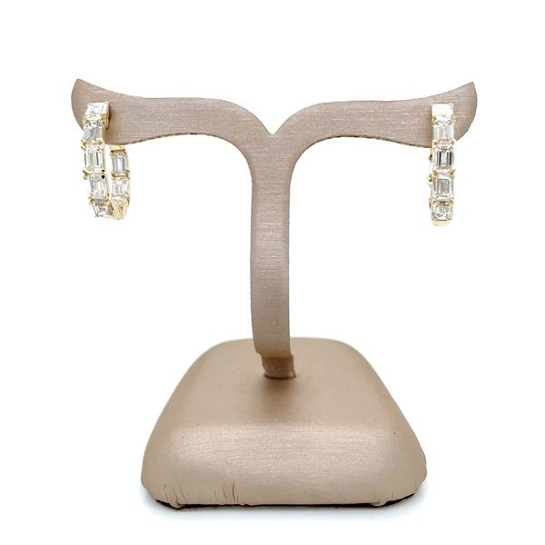 14KY Gold 20 mm Inside-Outside Emerald Cut Lab Diamond Hoop Earrings 3.2 CTW Image 5 Franzetti Jewelers Austin, TX