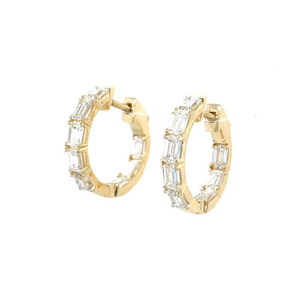 14KY Gold 20 mm Inside-Outside Emerald Cut Lab Diamond Hoop Earrings 3.2 CTW Franzetti Jewelers Austin, TX
