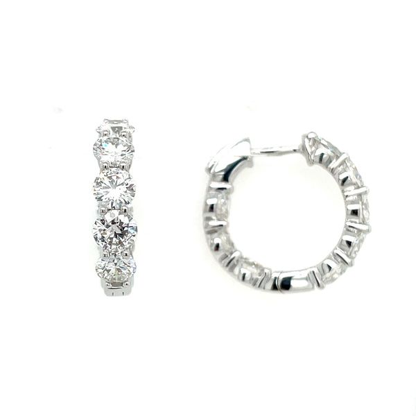 14KW Gold 21.5 mm Inside-Outside Round Lab Diamond Hoop Earrings 5 CTW Image 4 Franzetti Jewelers Austin, TX