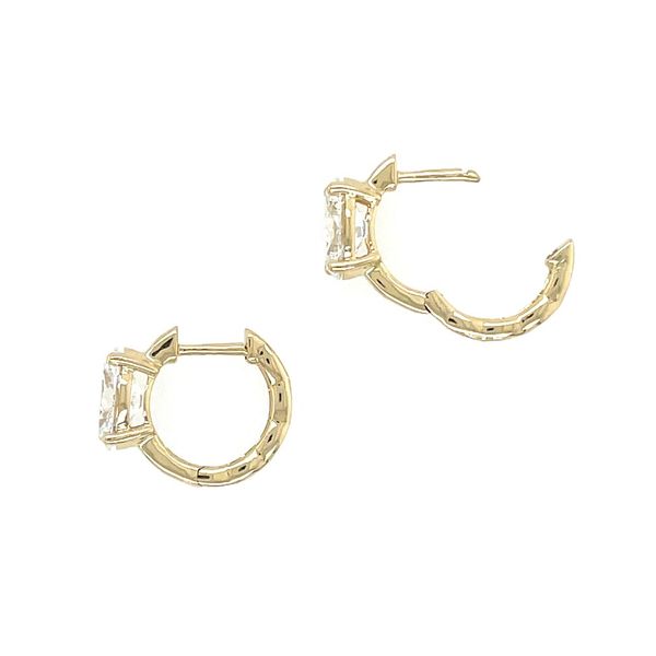 14KY Gold Huggie Hoop Earrings with Oval Lab Diamonds Image 4 Franzetti Jewelers Austin, TX