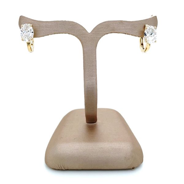 14KY Gold Huggie Hoop Earrings with Oval Lab Diamonds Image 5 Franzetti Jewelers Austin, TX