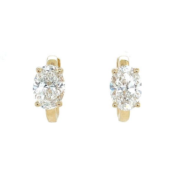 14KY Gold Huggie Hoop Earrings with Oval Lab Diamonds Franzetti Jewelers Austin, TX