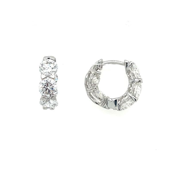 14KW Gold Inside-Outside Round Lab Diamond Small Huggie Hoops 3 CTW Image 4 Franzetti Jewelers Austin, TX