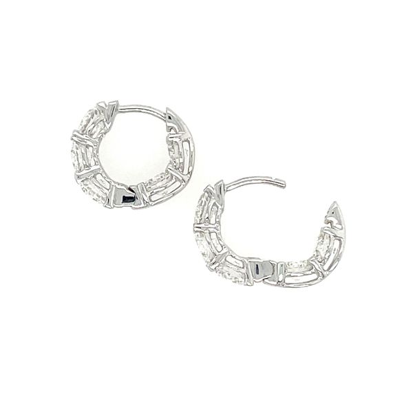 14KW Gold Inside-Outside Round Lab Diamond Small Huggie Hoops 3 CTW Image 5 Franzetti Jewelers Austin, TX