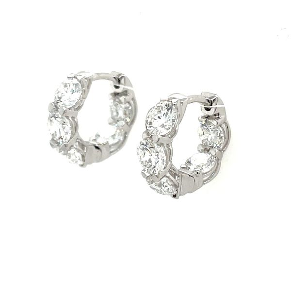 14KW Gold Inside-Outside Round Lab Diamond Small Huggie Hoops 3 CTW Franzetti Jewelers Austin, TX