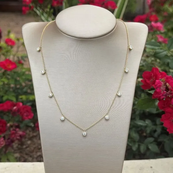 14KY Gold Lab Diamond 9 Dangle Station Necklace 1.17 CTW - 18