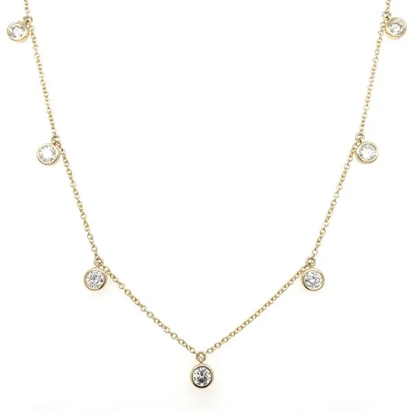 14KY Gold Lab Diamond 9 Dangle Station Necklace 1.17 CTW - 18