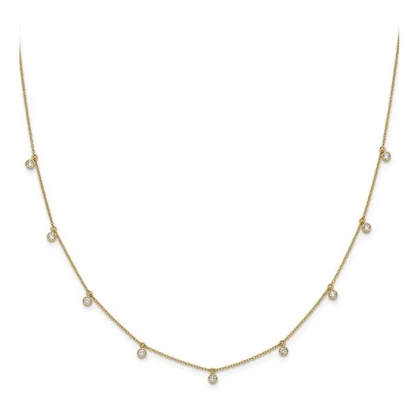 14KY Gold Lab Diamond 9 Dangle Station Necklace 0.59 CTW - 18