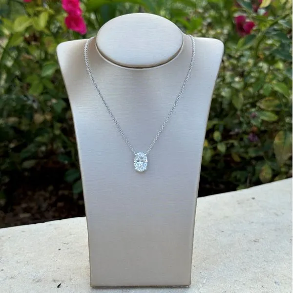 14KW Necklace with 2.06 Ct Oval Lab Grown Diamond Solitaire Pendant - 18