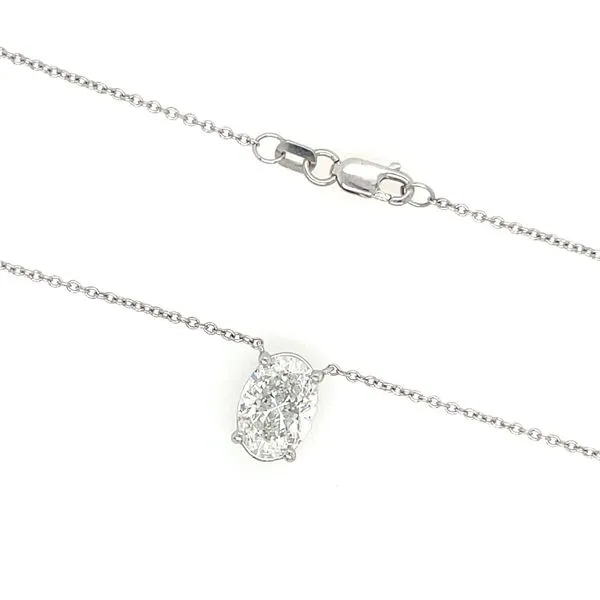 14KW Necklace with 2.06 Ct Oval Lab Grown Diamond Solitaire Pendant - 18
