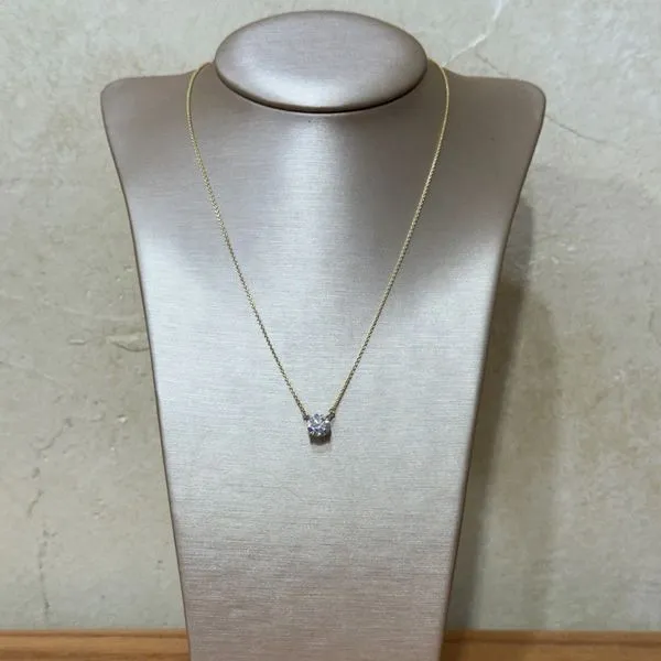 14KY Necklace with 1.01 Ct Round Lab Grown Diamond Solitaire Pendant - 18
