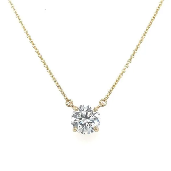 14KY Necklace with 1.01 Ct Round Lab Grown Diamond Solitaire Pendant - 18