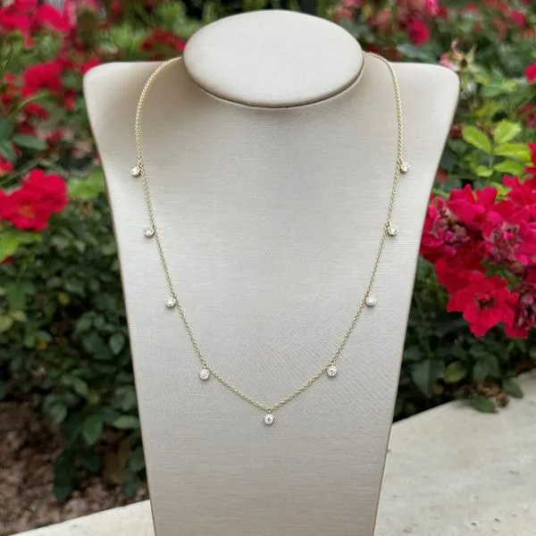 14KY Gold Lab Diamond 9 Dangle Station Necklace 0.59 CTW - 18