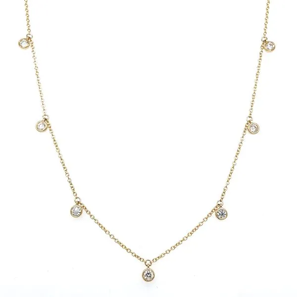 14KY Gold Lab Diamond 9 Dangle Station Necklace 0.59 CTW - 18