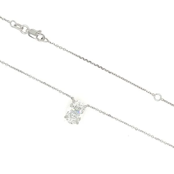 14KW Necklace with 2.01 Ct Oval Lab Grown Diamond Solitaire Pendant - 18