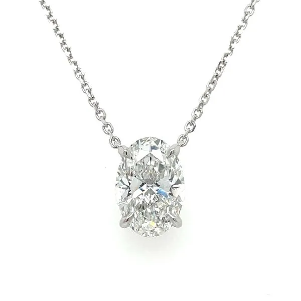 14KW Necklace with 2.01 Ct Oval Lab Grown Diamond Solitaire Pendant - 18