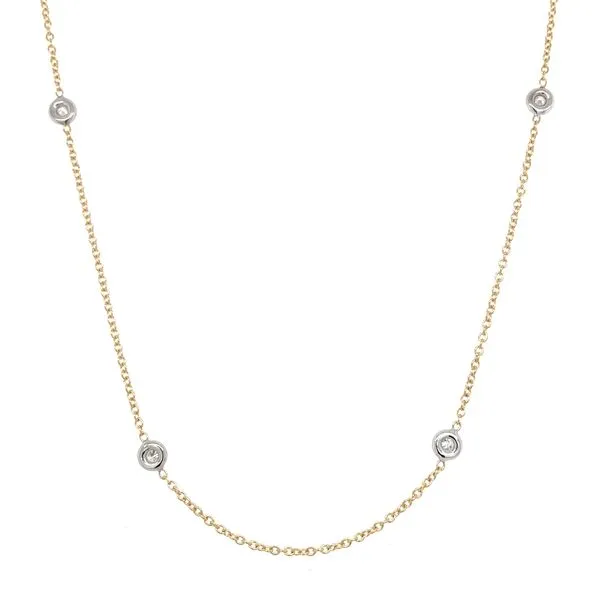18K Two-Tone Gold Lab Diamond Station Necklace 1/6 CTW - 18