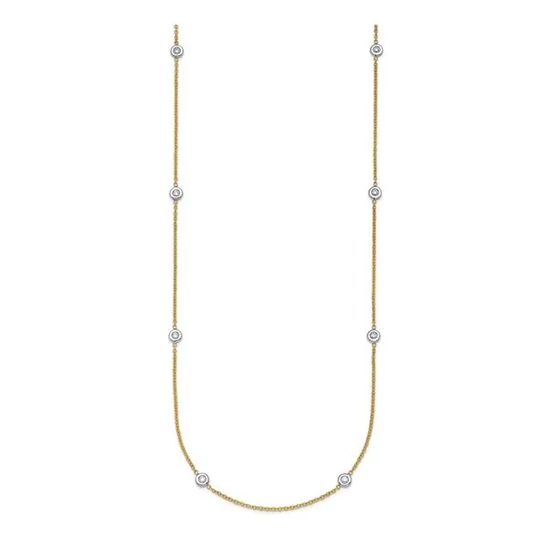 18K Two-Tone Gold Lab Diamond Station Necklace 1/6 CTW - 18