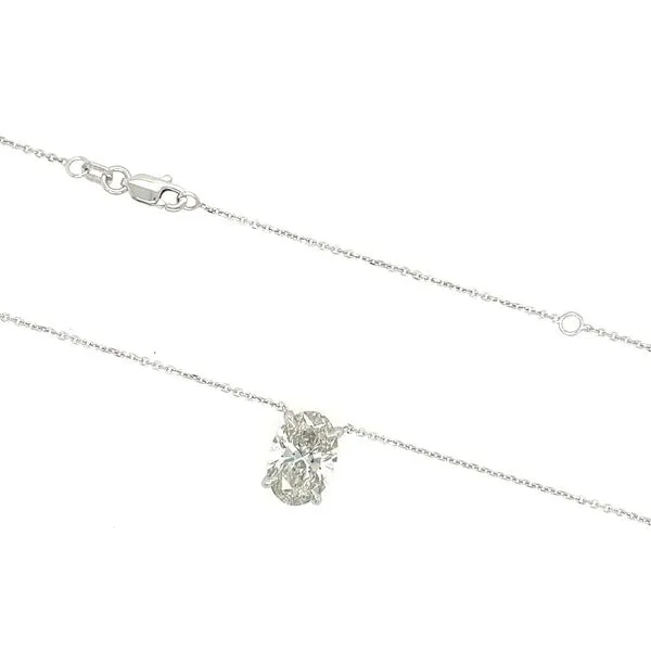 14KW Necklace with 3.14 Ct Oval Lab Grown Diamond Solitaire Pendant - 18