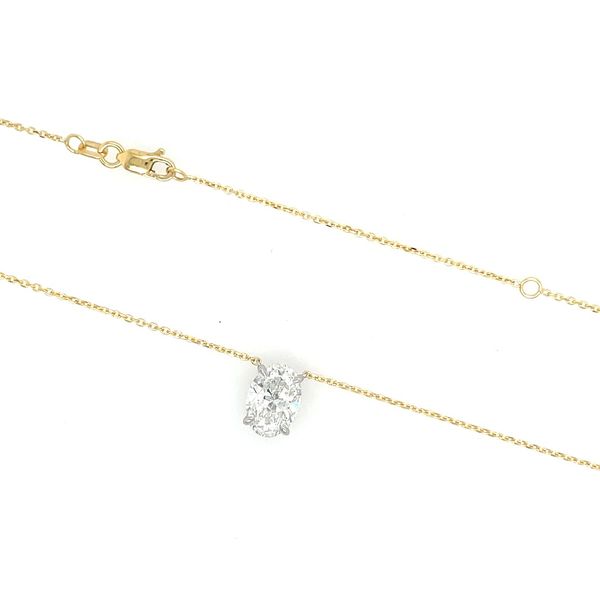 14KY&W Necklace with 2.05 Ct Oval Lab Grown Diamond Solitaire Pendant - 18