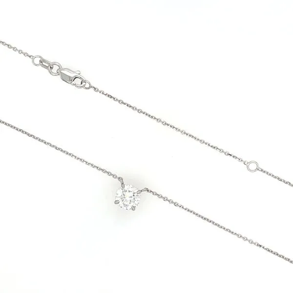 14KW Necklace with 1.03 Ct Round Lab Grown Diamond Solitaire Pendant - 18